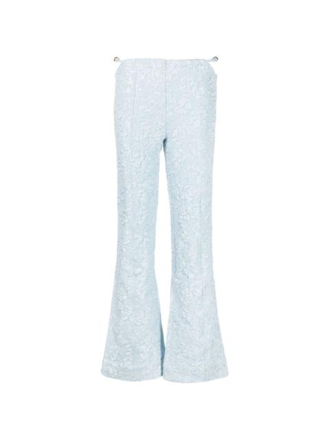 floral-jacquard flared trousers