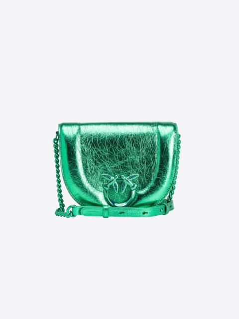 PINKO MINI LOVE BAG CLICK ROUND IN CRINKLED LAMINATED NAPPA LEATHER