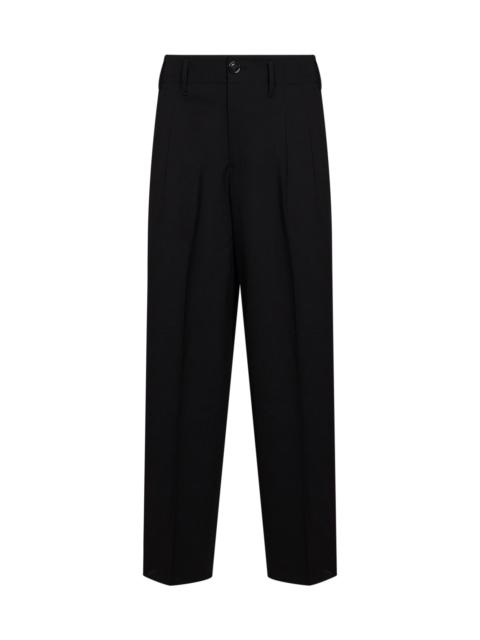 AMI Paris Black wool serge double-pleat wide trousers