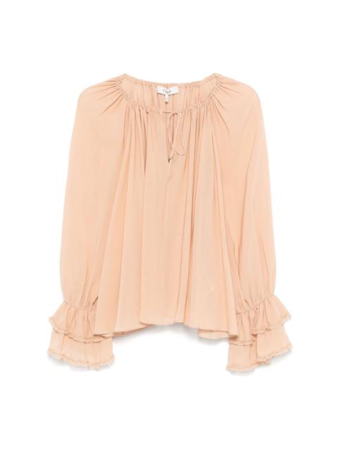 Chloé gathered-detail silk blouse