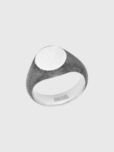 Diesel STAINLESS STEEL DENIM TEXTURE SIGNET RING