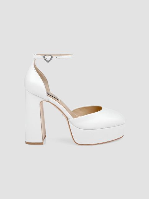 BADGLEY MISCHKA Women's Jayda II 105MM Leather Pumps - White Leather