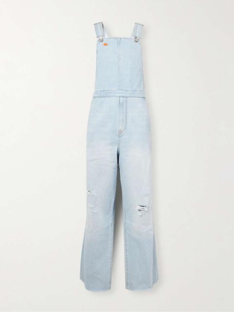ERL + Levi's Wide-Leg Logo-Embroidered Distressed Denim Overalls