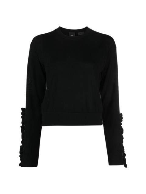 ruffled long-sleeve wool jumper