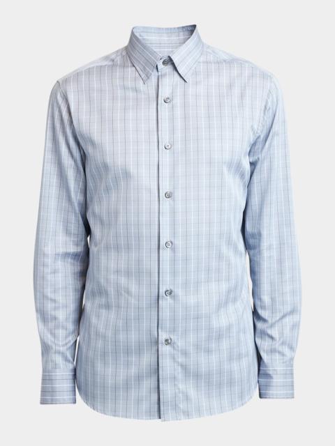 Brioni Men's Cotton Grid Check Sport Shirt