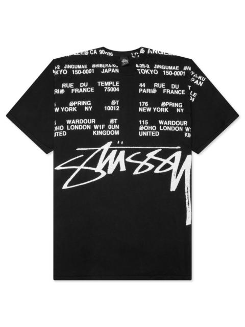 Stüssy LOCATIONS PIGMENT DYED TEE - BLACK