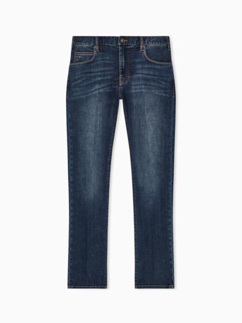 EMPORIO ARMANI J45 REGULAR-FIT JEANS IN WASHED STRETCH DENIM