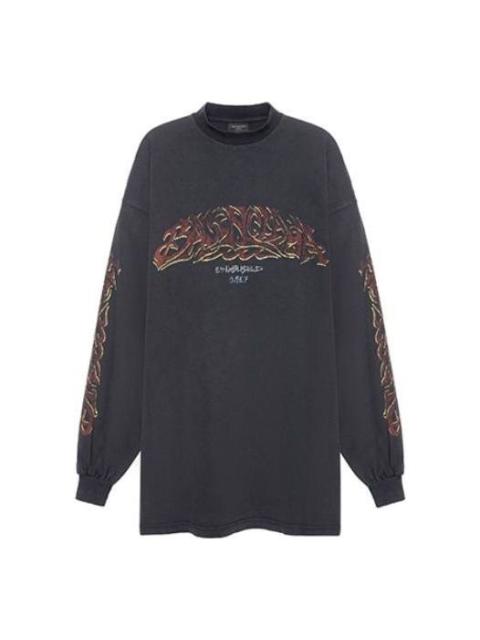 BALENCIAGA Balenciaga Offshore Long Sleeve T-shirt Oversized 'Black Faded' 739027TPVM81568