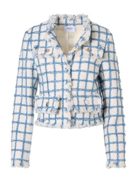 AKRIS Frayed Windowpane Tweed Jacket