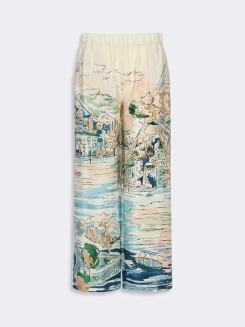 WEEKEND Max Mara CURVA Printed silk cropped trousers - LIGHT BLUE