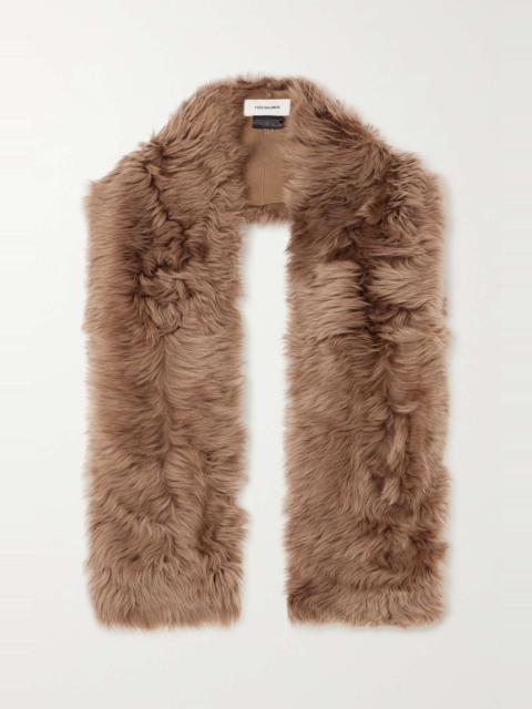 Shearling and leather scarf