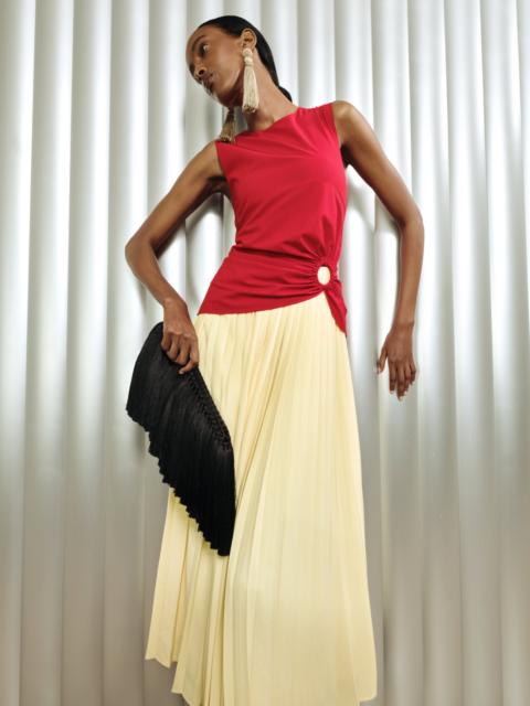 SIMONMILLER Cori Pleated Dress In Butter/Classic Red Combo