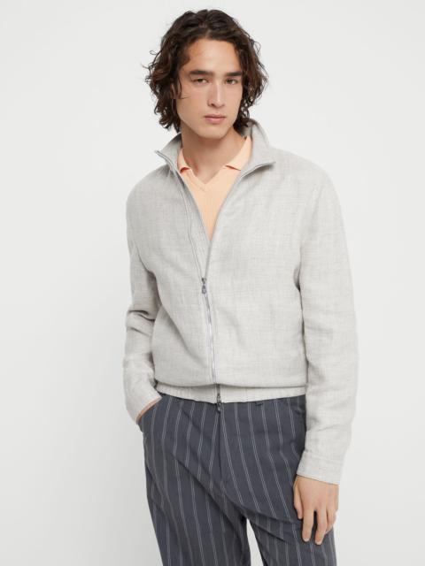 Brunello Cucinelli Linen, wool and silk diagonal bomber jacket