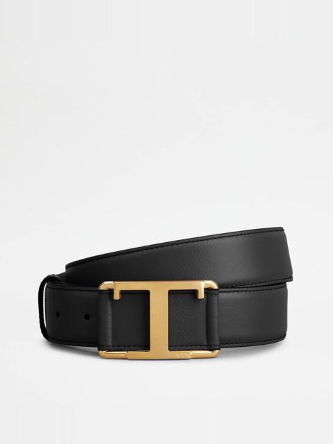 Tod's T TIMELESS BELT IN LEATHER - BLACK
