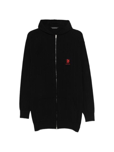 BALENCIAGA logo-embroidered cable-knit hoodie