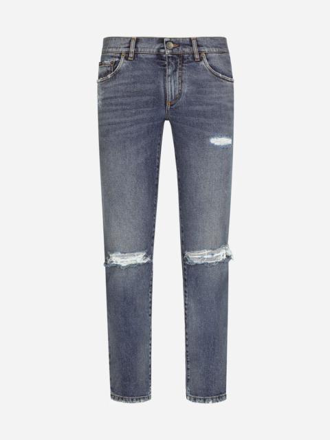 Dolce & Gabbana Light blue skinny stretch jeans with rips