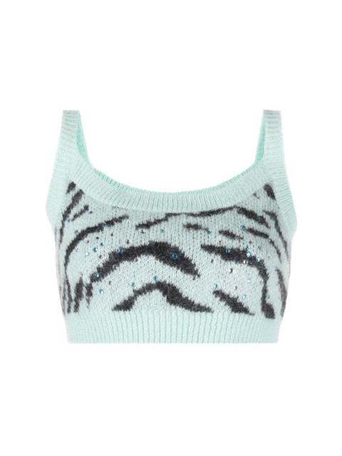 zebra intarsia-knit cropped top