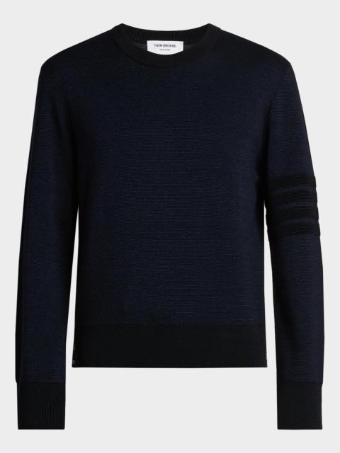 Thom Browne Men's Ottoman Stitch 4-Bar Stripe Wool-Linen-Cotton Crewneck Sweater