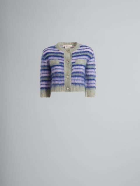 Marni CROPPED MOHAIR CARDIGAN WITH LILAC STRIPES