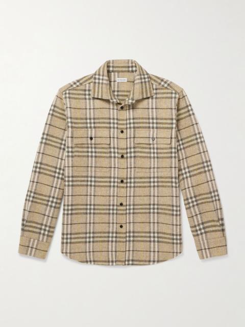 Burberry Checked Wool-Flannel Shirt Neutral
