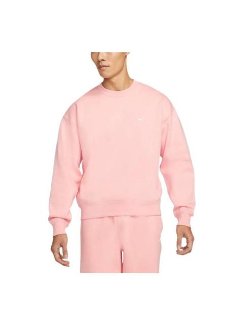 Nike Men's Nike Solid Color Logo Embroidered Round Neck Pullover Pink DA0318-697