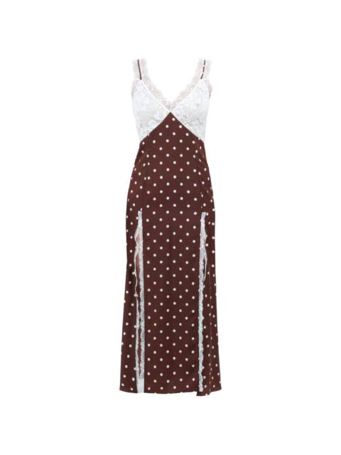 ROWEN ROSE polka-dots lace maxi dress