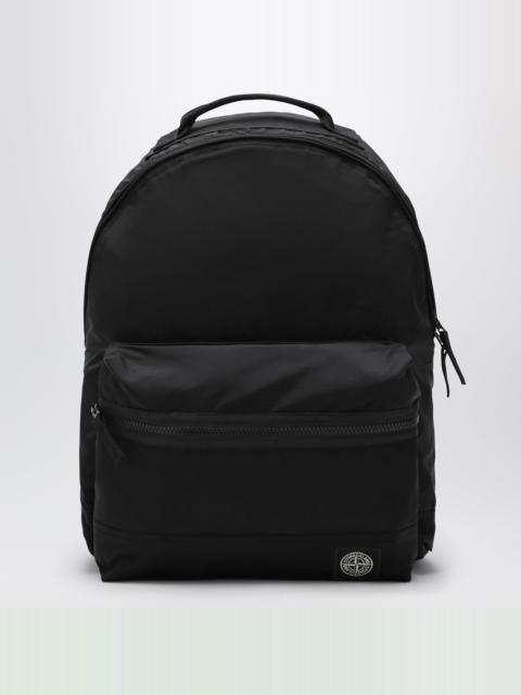 Stone Island Black nylon backpack with logo patch