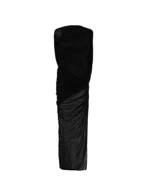draped backless gown