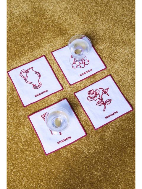 SHRIMPS Meadow Set of 4 Coasters - Cream/Rose Red