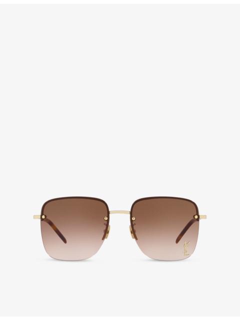SAINT LAURENT SL312 M Square-Frame Metal Sunglasses
