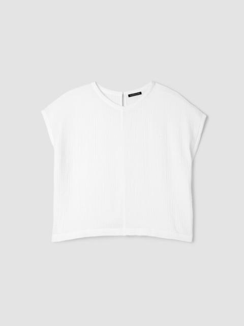 EILEEN FISHER Organic Cotton Lofty Gauze Round Neck Box-Top