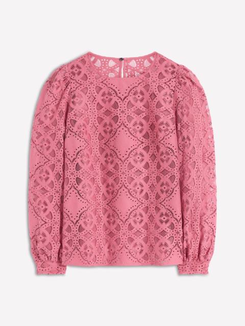 BODEN Lace Crew Neck Top-Heather Rose