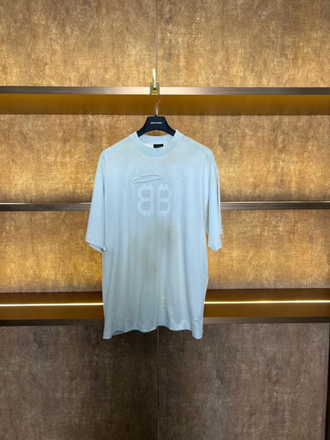 BALENCIAGA Balenciaga Distressed Dirty Dye Short Sleeve Top