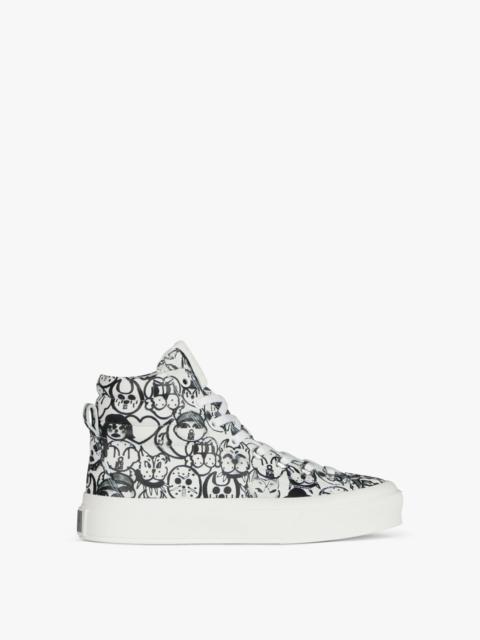 Givenchy HIGH SNEAKERS CITY IN LEATHER WITH TAG EFFECT PRINTS