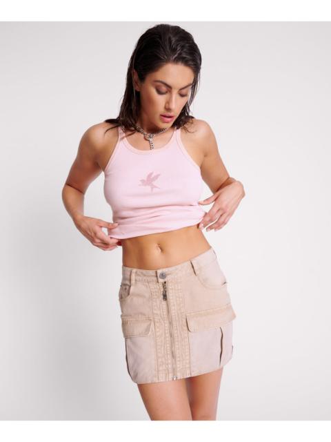 ONE TEASPOON Canvas Viper High Waist Zip Mini Skirt - Stone