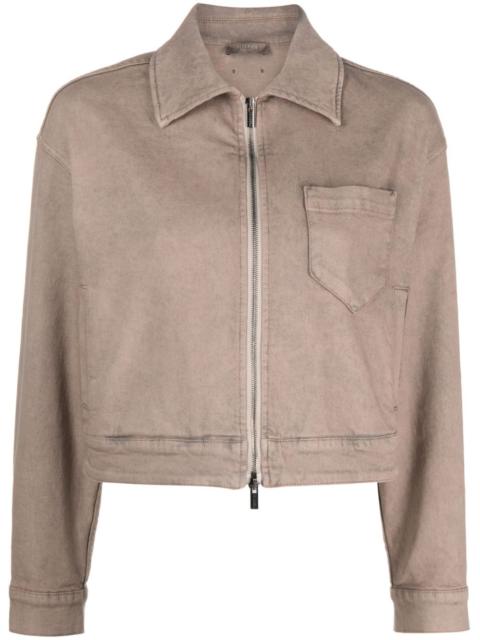 PESERICO cropped zip-up denim jacket