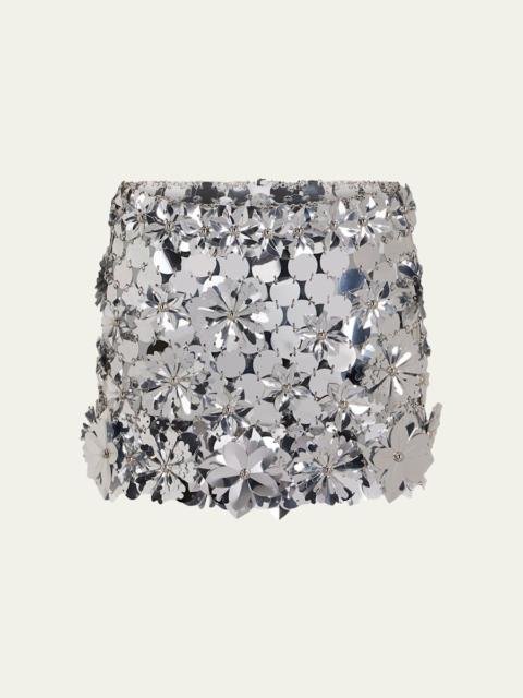 rabanne Floral Sequined Mini Skirt