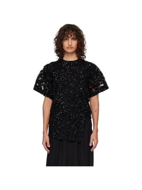 Junya Watanabe Black Floral Sequins Pointed T-Shirt