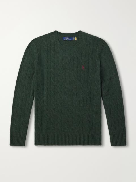 Polo Ralph Lauren Logo-Embroidered Cable-Knit Wool and Cashmere-Blend Sweater