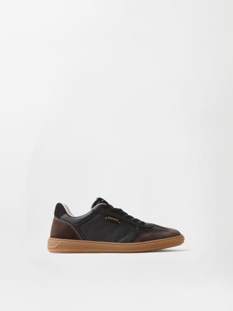 VERSACE Greca Court Nappa & Suede Sneakers