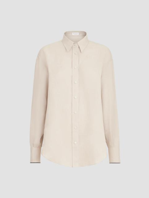 Brunello Cucinelli Women's Linen Shirt with Monili - Beige