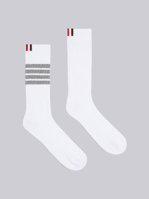 White Cotton Mid-Calf 4-Bar Socks