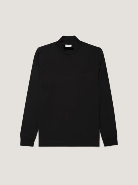 Sunspel Long Sleeve Brushed Cotton Mock Neck T‑shirt