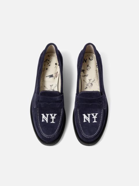 DUKE + DEXTER Wilde NY Navy Suede Penny Loafer - Women's