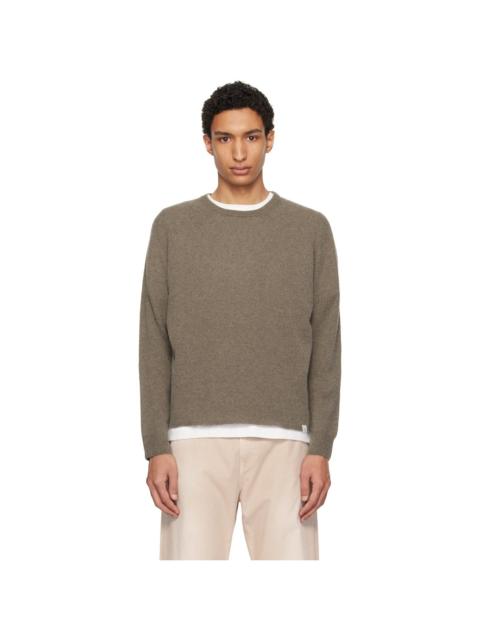 Merz b. Schwanen Taupe Lightweight Merino Wool-Cashmere-Silk Sweater