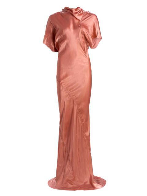 Rick Owens Women's Temple Seb Satin Draped Gown - Coral