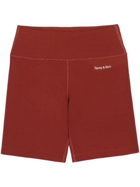 Sporty & Rich logo-print elasticated-waistband biker shorts