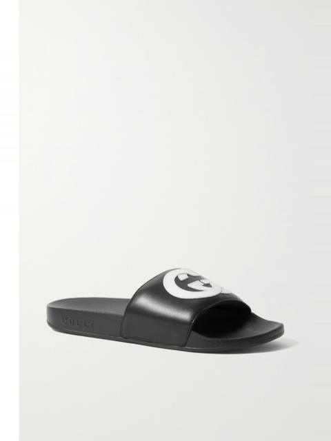 GUCCI Pursuit logo-appliquéd leather slides