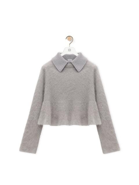 Polo sweater in mohair blend