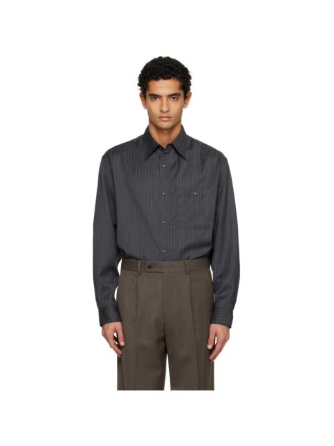 Tonywack Gray Wool Striped Relaxed Shirt